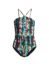 CHANGE OF SCENERY WOMEN'S DAPHNE BELTED ONE-PIECE SWIMSUIT