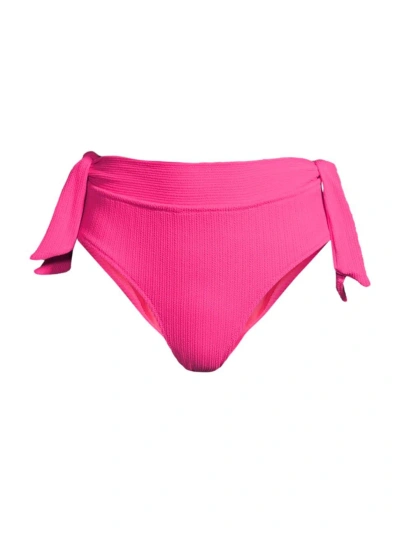 Change Of Scenery Women's Double-tie Mid-rise Bikini Bottom In Shocking Pink