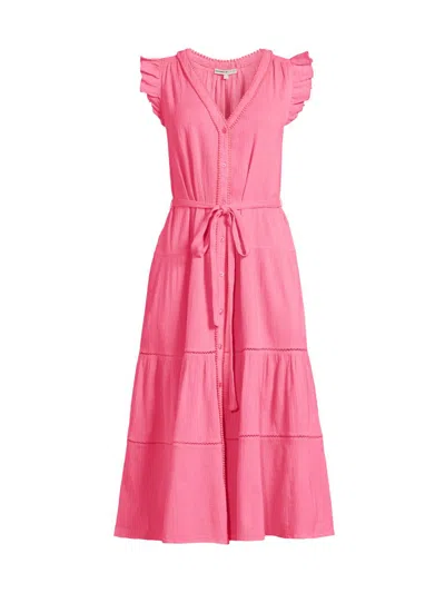 Change Of Scenery Women's Emily Cotton Crepe Cover-up Midi-dress In Pink