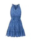Change Of Scenery Women's Emma Dress In Steel Blue San Andrés Eyelet In Blue