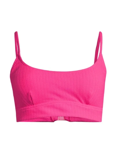 Change Of Scenery Women's Erika Textured Bikini Top In Shocking Pink