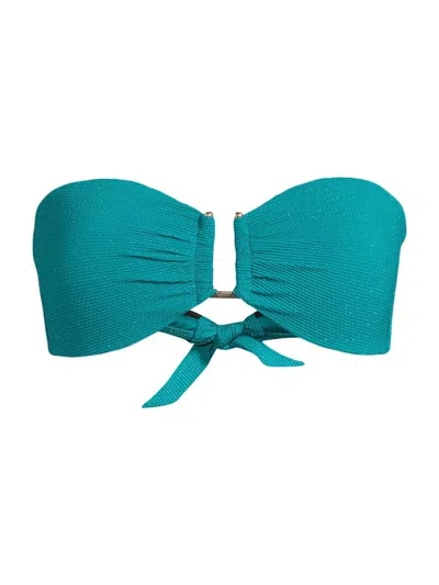 Change Of Scenery Women's Gina Metallic Piqué Bikini Top In Green