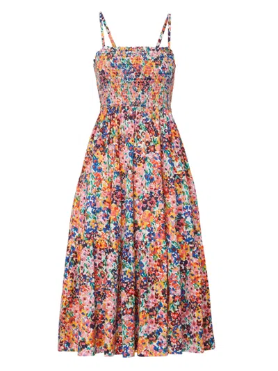 Change Of Scenery Women's Gold / Yellow / Orange Kristen Dress In Painted Petals In Gold/yellow/orange