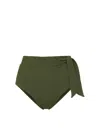 Change Of Scenery Women's Green / Neutrals Side Tie High Waist Bottom Olive Textured Stripe In Green