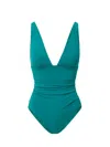 Change Of Scenery Women's Green Niki Plunge One Piece In Petrol In Green