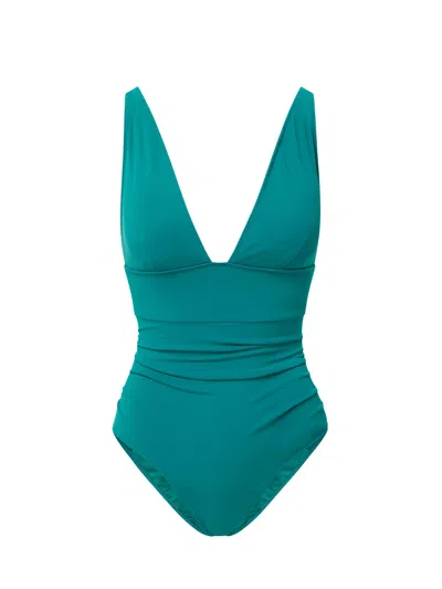 Change Of Scenery Women's Green Niki Plunge One Piece In Petrol