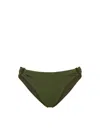Change Of Scenery Women's Green Ring Trim Low-waisted Bikini Bottom Olive Textured Stripe In Green