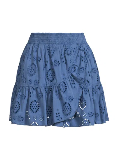 Change Of Scenery Women's Izzy Cotton Eyelet Miniskirt In Blue