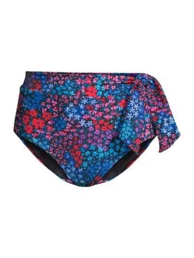 Change Of Scenery Women's Knotted High-rise Bikini Bottoms In In Bloom