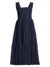 Change Of Scenery Women's Kristen Cotton Eyelet Midi-dress In Navy