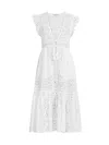 Change Of Scenery Women's Lauren Eyelet Cover-up Dress In Fresh White