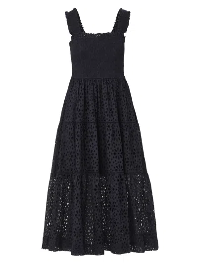 Change Of Scenery Women's Neutrals / Black Kristen Cotton Lace Maxi Dress In Seaside Eyelet Black