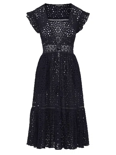 Change Of Scenery Women's Neutrals / Black Lauren Lace Coverup Dress In Seaside Eyelet Black