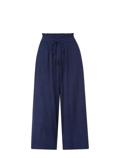 CHANGE OF SCENERY WOMEN'S NEUTRALS / BLUE BROOKE PULL-ON BEACH PANTS IN NAVY