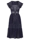 Change Of Scenery Women's Neutrals / Blue Lauren Lace Coverup Dress Seaside Eyelet In Navy In Blue