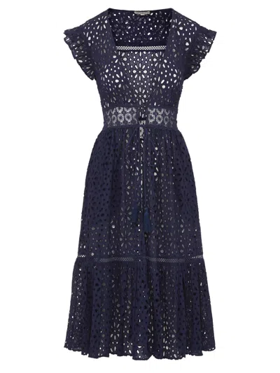 Change Of Scenery Women's Neutrals / Blue Lauren Lace Coverup Dress Seaside Eyelet In Navy