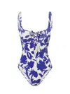 Change Of Scenery Women's Neutrals / Blue / White Taylor One Piece Moraea Garden Texture In Blue/white