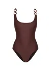 Change Of Scenery Women's Neutrals / Gold / Brown Chloe Tank One Piece In Cacao Metallic In Multi