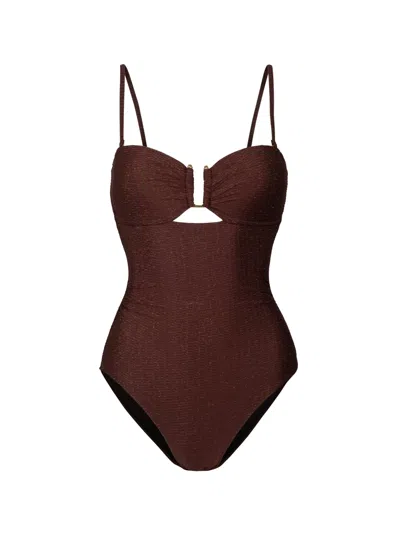 Change Of Scenery Women's Neutrals / Gold / Brown Juliette One Piece In Cacao Metallic