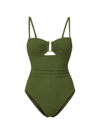 Change Of Scenery Women's Neutrals / Green Juliette One Piece In Olive Texture