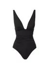 Change Of Scenery Niki Plunge Neck One-piece Swimsuit In Black