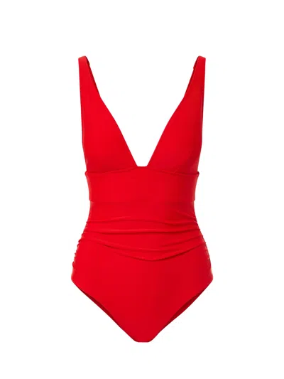 Change Of Scenery Women's Niki Plunge One Piece In Cherry Red