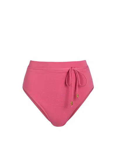 Change Of Scenery Women's Pink / Purple Belted Hi Waist Hi Leg Bottom In Hibiscus Metallic