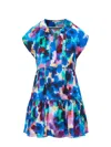 Change Of Scenery Women's Pink / Purple / Blue Gari Babydoll Cotton Beach Dress In Giverny Gardens Print In Pink/purple/blue