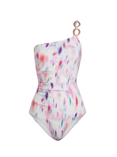 Change Of Scenery Women's Pink / Purple / White Kara One Piece In Hazy Ikat Ivory