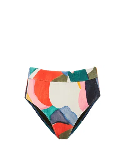 Change Of Scenery Women's Pink / Purple / Yellow Hi Leg Hi Waist Bottom In Carta Colorblock Texture In Pink/purple/yellow