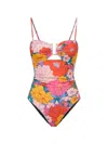 Change Of Scenery Women's Red / Pink / Purple Juliette One Piece In Zinnia Fields In Multi