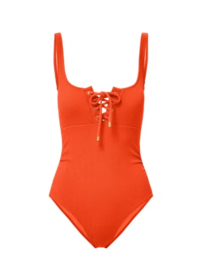 Change Of Scenery Women's Red / Yellow / Orange Taylor One Piece In Flame Texture In Red/yellow/orange