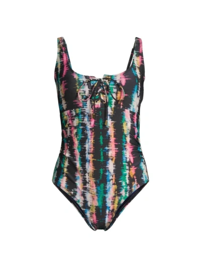 Change Of Scenery Women's Taylor Lace-up One-piece Swimsuit In Bimini Sky