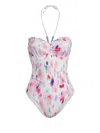 Change Of Scenery Women's White / Blue / Pink Talia One Piece In Hazy Ikat Ivory