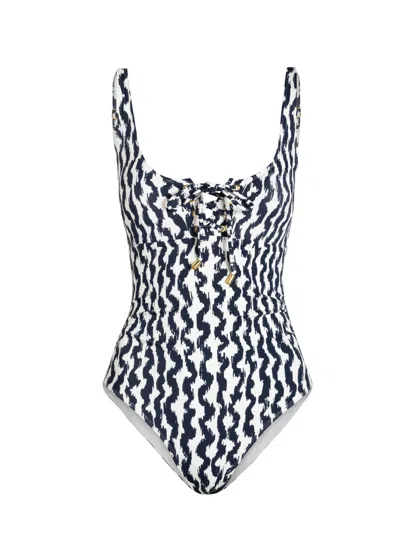Change Of Scenery Women's White / Blue Taylor One Piece In Elysia Waves