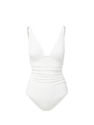 Change Of Scenery Women's White Niki Plunge One Piece In Ivory Texture