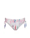 Change Of Scenery Women's White / Pink / Purple Taryn Hipster Tie Bottom In Hazy Ikat Ivory In Multi