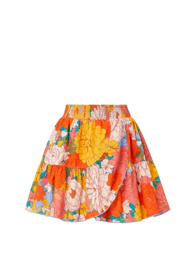 Change Of Scenery Women's Yellow / Orange Izzy Skirt In Zinnia Fields In Yellow/orange