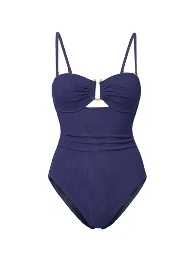 Change Of Scenery Women's Yellow / Orange Juliette One Piece In Navy Texture In Yellow/orange
