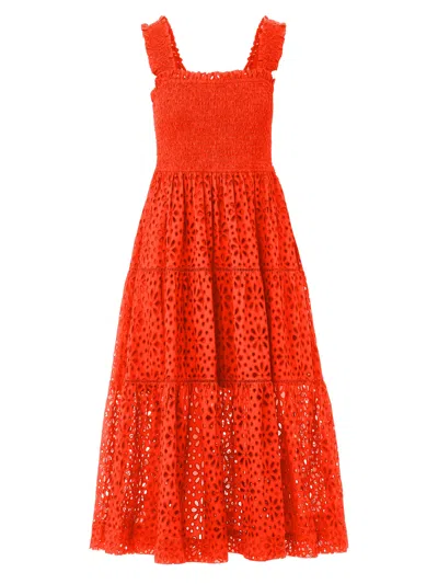 Change Of Scenery Women's Yellow / Orange Kristen Dress In Flame Seaside Eyelet In Yellow/orange