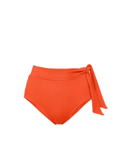 Change Of Scenery Women's Yellow / Orange Side Tie High Waist Bottom In Flame Texture In Yellow/orange