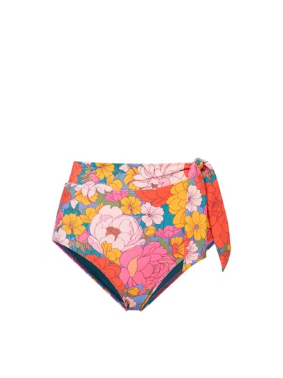 Change Of Scenery Women's Yellow / Orange Side Tie High Waist Bottom In Zinnia Fields In Yellow/orange