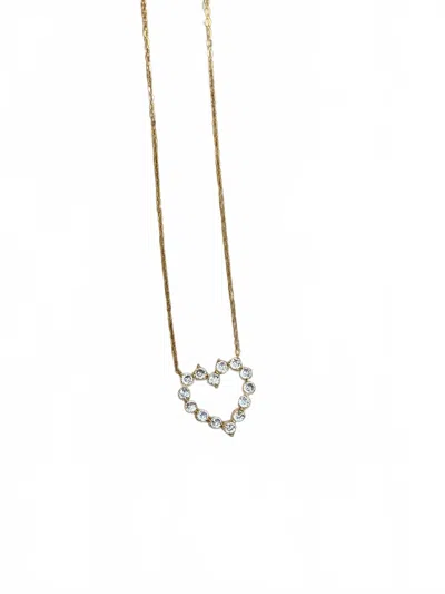 Chansuttpearls Women's Mini Diamond Heart Necklace In Gold