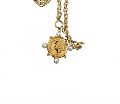Chansuttpearls Women's Pearl Coin Necklace In Gold