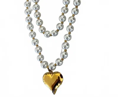 Chansuttpearls Wrap Around Heart Necklace In Pearl In Sand