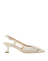 Chantal 1962 Woman Pumps Ivory Size 6.5 Leather, Textile Fibers In White