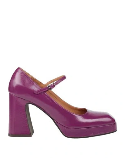 Chantal 1962 Woman Pumps Mauve Size 8 Leather In Purple