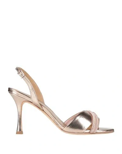 Chantal 1962 Woman Sandals Copper Size 10 Leather In Gold
