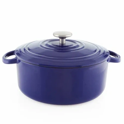 Chantal 3 Qt Round Cast Iron Dutch Oven In Blue