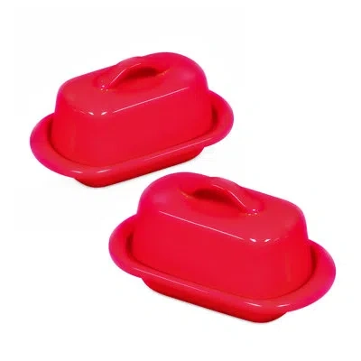 Chantal 5" Mini Butter Dish (set Of 2) In Red